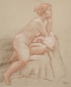 Patricia Langmead (1926-2021) British, 2 charcoal and chalk studies of a female nude, each 12