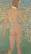 Kanwaldeep Singh Kang, signed Nicks, (1964-2000) British, a portrait of a standing female nude in
