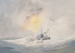 David Bellamy (20th Century) 'Trawler off St. Ann's Head', watercolour, signed, 7.5