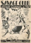 Arthur Ferrier (1891-1973) British, 'Salvage Club, House Dinner Oct 20, 1956', print, initialled and