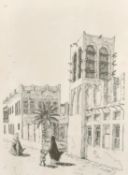 Arabian street scene with mother and child, print, numbered 158/960, indistinctly signed, 10.5