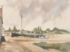 Roger Dellar (b. 1949) British, 'Rain Clouds over Pin Mill', watercolour, signed, 13