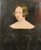 19th Century School, Portrait of a young girl wearing black, oil on canvas, 30