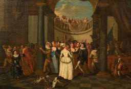 Late 18th/Early 19th Century Dutch School, a celebration in a classical building, oil on canvas,