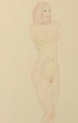 Kanwaldeep Singh Kang, signed Nicks, (1964-2000) British, a pencil and watercolour study of a nude