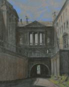 George Loukomski (1884-1952) Russian, 'Kings College, London', pastel and chalk, signed, 22.5