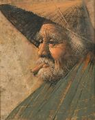 A study of an elderly gentleman smoking a cigar, oil, 10