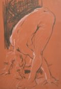 Alison Milner-Gulland (b.1940) A nude lady bending, chalk and crayon, signed in pencil, 16.5