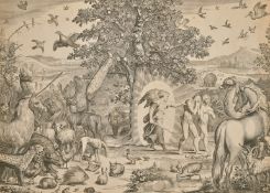 Nicolaes Visscher, 'The Expulsion from Paradise', Old Master engraving, 15