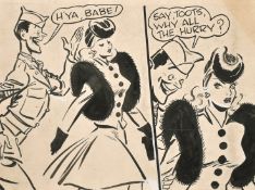 Arthur Ferrier (1891-1973) British, 'H'ya, babe!', ink and bodycolour, fragment, 8 x 12