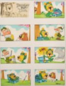 Bill Mevin (1922-2019) British, Parsley the Lion, Blue suitcase, A group of 8 drawings framed,