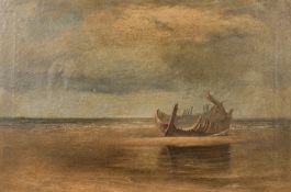 Early 20th Century English School, a view of the wreck of 'Schooner George', oil on canvas, 20