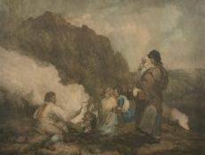 John Raphael Smith, after George Morland - 'The Fern Gatherers', mezzotint with later hand-