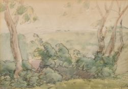 20th Century School, Landscape with trees, watercolour, indistinctly signed and dated '1923', 6.5