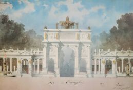 A set of four framed colour prints of Parisian buildings, 20