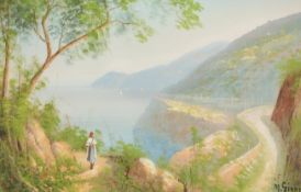 Maria Gianni (1873-1956) Italian, View of the Amalfi Coast, gouache, signed, 12