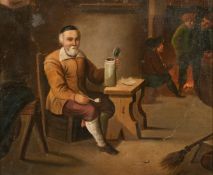 19th Century Continental School, A scene of an alchemist at work, oil on metal, and a similar