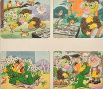 Bill Mevin (1922-2019) British, The Herbs, Birds, A group of four drawings framed, signed, 10.25