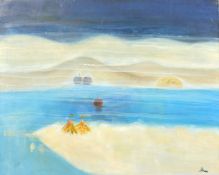 Bernard Stern (1920-2002) 'Camping Au Bord Du Lac', oil on canvas, signed and inscribed verso, 23.5