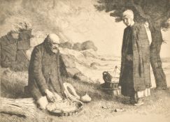 William Strang (1859-1921) British, 'Basket Sellers', etching, 7