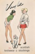 Arthur Ferrier (1891-1973) British, Advert sign for Scottish knitwear and stockings, mixed media,