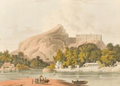 Thomas and William Daniell, 19th Century aquatint, 'The rock of Trichinopoly', 17.5