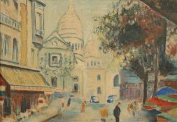 20th Century, A street scene in Paris, oil on board, indistinctly signed, 10