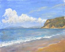 Patricia Langmead (1926-2021) British, a pair of oil on board coastal landscapes, each 16