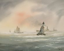 Peter Toms (b. 1940) British, 'Channel Traders', watercolour, signed, 14