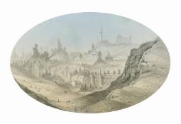 19th Century School, 'Edinburgh from St. Andrews', a view across Calton Hill, pencil and wash,