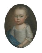 18th Century English School, a miniature portrait of a young child, oil, 4