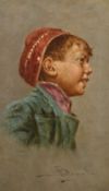 Arturo Petrocelli (1856- 1926), Portrait of a young boy, oil on canvas, signed, 11.25
