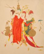 Elyse Ashe Lord (1900-1971) British, 'War Workers, Gardeners and Chimney Sweeps', A pair of scenes