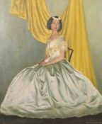 Douglas Swainson, 'The period Dress' A seated lady wearing a white dress, oil on board, signed and