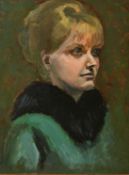 20th Century, Head and shoulders Portrait of a young lady, Oil on board, 16