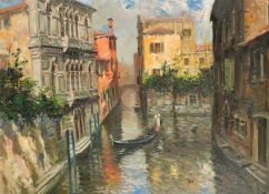 20th Century, A Venice canal scene, oil on canvas, signed, inscribed and signed verso, 27.5