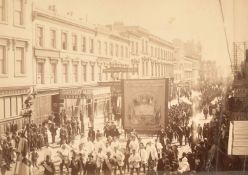 A late 19th Century Albumen print of a parade in Sydney, Australia, and eight similar prints of