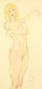 Kanwaldeep Singh Kang, signed Nicks, (1964-2000) British, a pencil and watercolour study of a nude