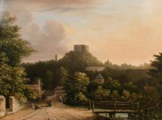 19th Century English School, 'A view of Windsor Castle from Stanwell Moor', oil on board,