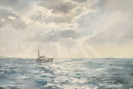 Ashton Cannell (1927-1994) Fishing boats on open water, watercolour, signed, 9.25