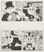 Tim Marwood (1954-2008) British, 'Thomas' No 482 'Story Train', 3, pen drawings, A group of 4