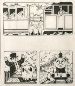 Tim Marwood (1954-2008) British, 'Thomas' No 35 'Carriage Castaways', 3, pen drawings, A group of