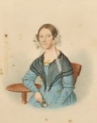 John Chapman (19th Century) British, a portrait of a seated lady holding a flower, watercolour,