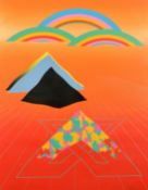 Modern British School, circa 1982, A pair of mixed technique prints of surreal scenes, each