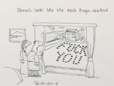 Tony Husband (b.1950) British, 'Doesn't look like the mole traps worked', pen and ink, signed and