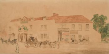 19th Century, The swan Inn Family Hotel, Leatherhead, Surrey, watercolour, 8.5