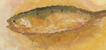 J. Levine, Study of a fish, oil on paper, signed and dated 1971, 5.25
