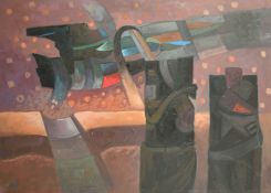 David (20/21st Century) A colourful abstract, oil on canvas, signed, 34