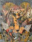 Dimitris Balias (1980) 'Femme a la Pipe', oil on canvas, signed, titled, numbered and dated 1980