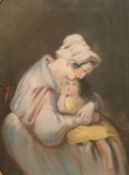 19th Century English School, a pastel study of a mother and child, 15